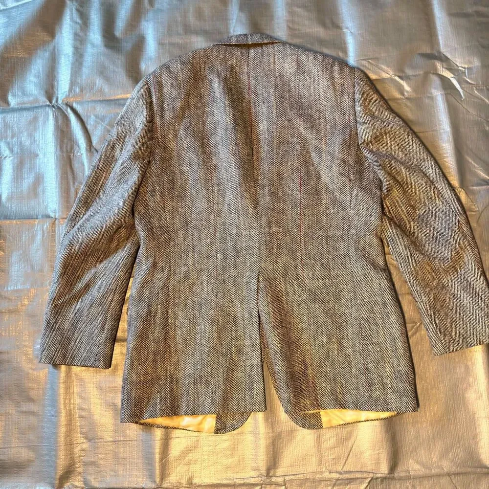 Vintage Chaps Ralph Lauren Tweed Blazer Mens 42 British Wool Herringbone USA